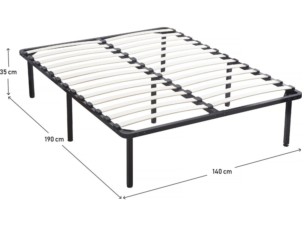 Podstawa łóżka z listew + nóżki pod materac - 140 x 190 cm - 26 listew