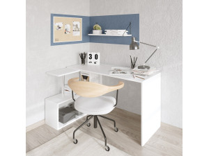 Drewniane biurko do gabinetu "Gelincik" - 130 x 109 x 74 cm - Biały 2