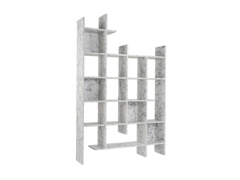 Drewniany regał "Manco" 122 x 25,5 x 188 cm - marmur Carrara