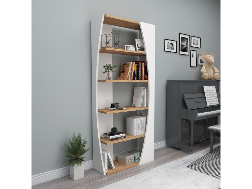Drewniany regał "Selge" - 63 x 23 x 150 cm - Atlantic PineWhite