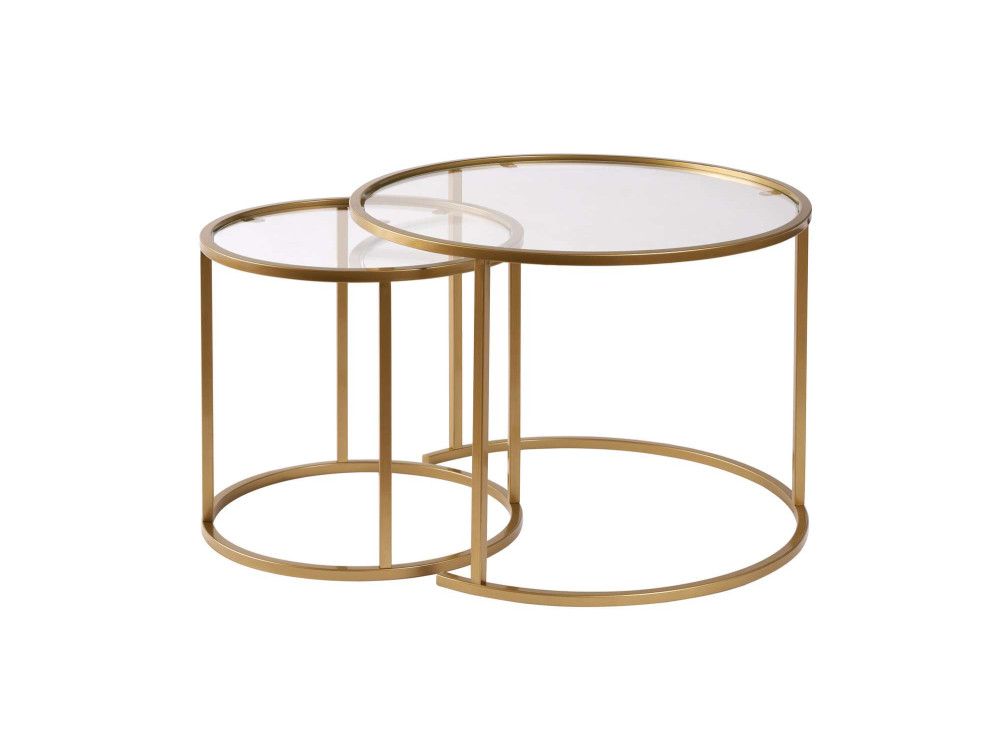 Zestaw 2 metalowych stolików kawowych "Aurum" - 60 x 60 x 43 cm - Przezroczyste złoto