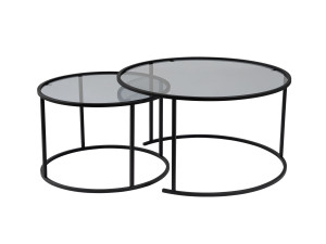 Zestaw 2 metalowych stolików kawowych "Aurum" - 80 x 80 x 43 cm - Czarnoszary