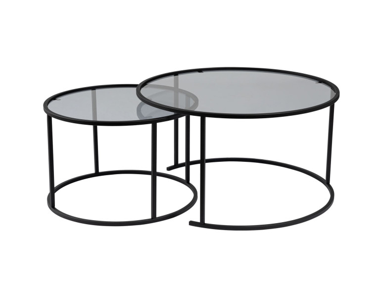 Zestaw 2 metalowych stolików kawowych "Aurum" - 80 x 80 x 43 cm - Czarnoszary