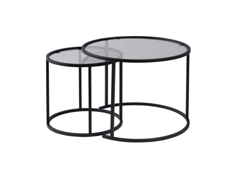 Zestaw 2 metalowych stolików kawowych "Aurum" - 60 x 60 x 43 cm - Czarnoszary
