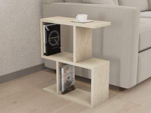 Drewniany stolik boczny "Zet" - 45 x 17 x 51 cm - trawertyn 2