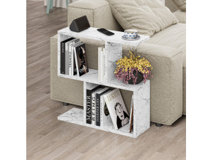 Drewniany stolik kawowy "Homemania" 60 x 20 x 60 cm - marmur Carrara 2
