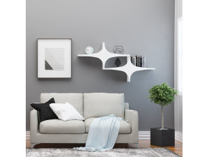 Drewniana półka ścienna "Susen" - 135 x 20 x 69 cm - Biały 2