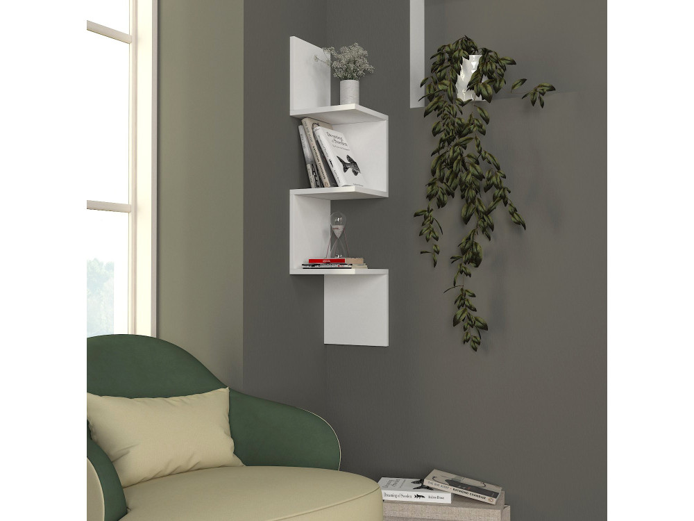 Drewniana półka ścienna "Corner" - 25 x 25 x 105 cm - Biały
