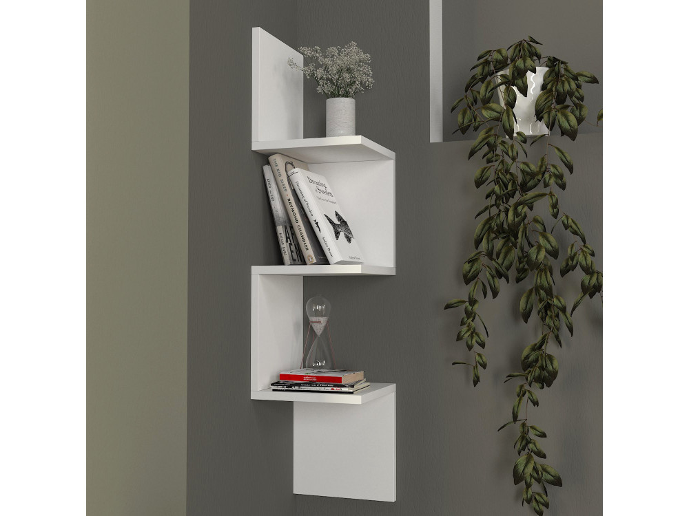 Drewniana półka ścienna "Corner" - 25 x 25 x 105 cm - Biały