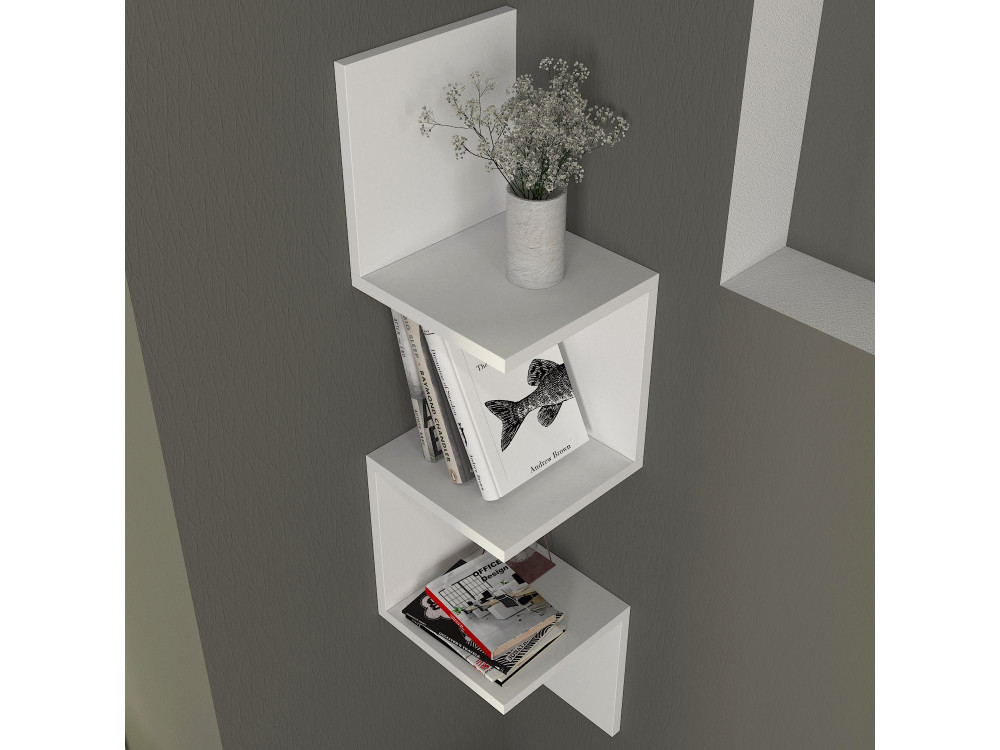 Drewniana półka ścienna "Corner" - 25 x 25 x 105 cm - Biały