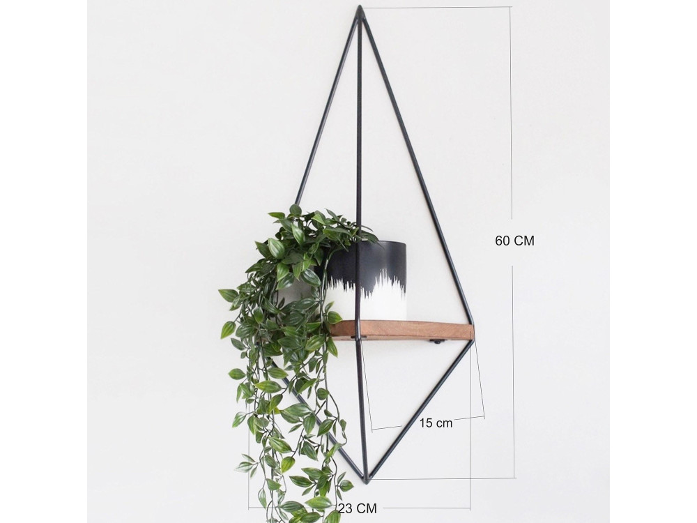 Geometryczna drewniana półka ścienna "WR039" - 23 x 15 x 60 cm - Brązowy