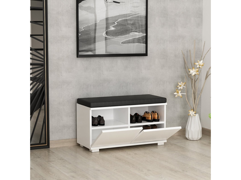 Drewniana szafka na buty "Drago" - 80 x 35 x 42 cm - Biały