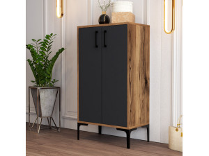Drewniana szafka na buty "Prag" - 60 x 35 x 111 cm - Antracytowy szary 2