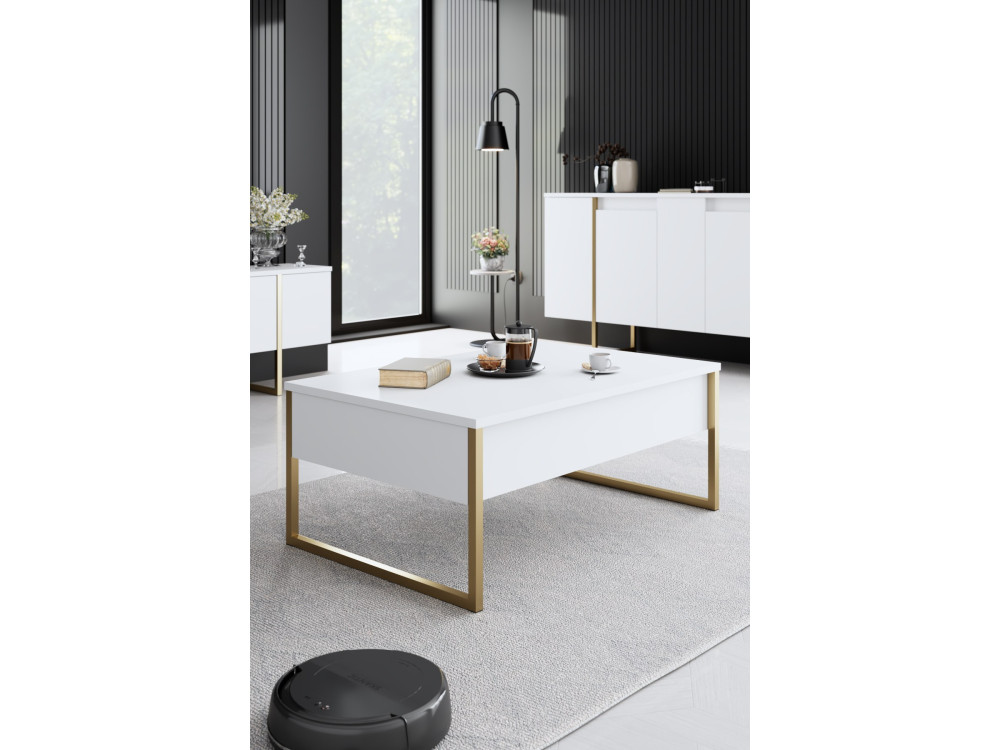 Drewniany zestaw mebli wypoczynkowych "Luxe" - 160 x 35 x 80 cm - Biały