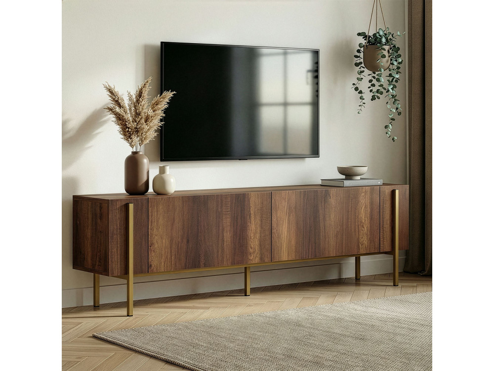 Drewniany stojak TV "Nexus" - 180 x 30 x 45 cm - Złoty barokowy orzech