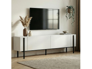 Drewniany stojak na telewizor "Nexus" - 180 x 30 x 45 cm - Czarny / Czarne drewno 2