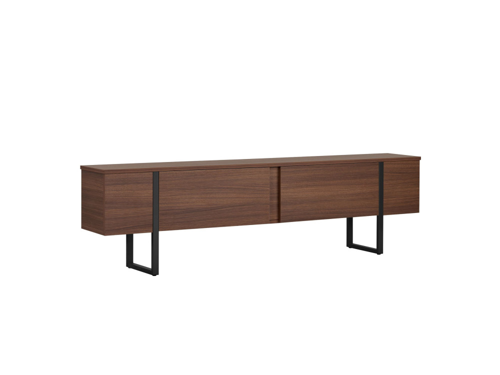 Drewniana podstawa pod telewizor "Onera" - 180 x 30 x 50 cm - Orzech / Czarny