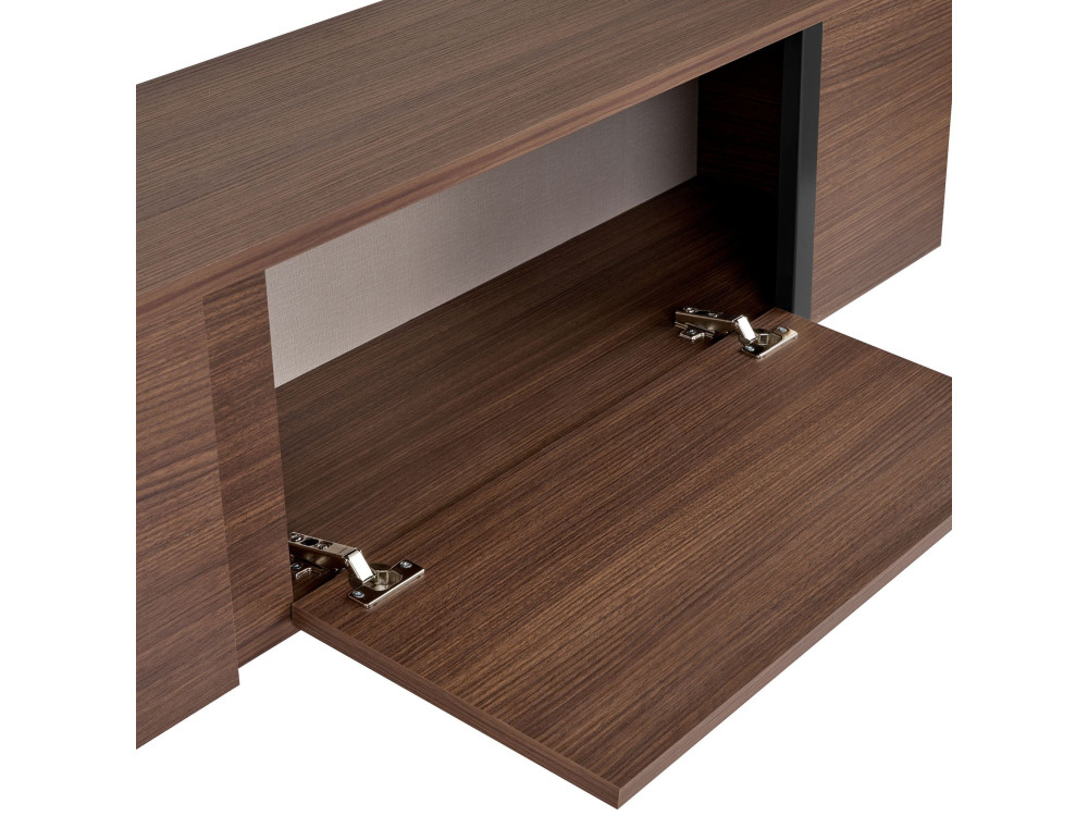 Drewniana podstawa pod telewizor "Onera" - 180 x 30 x 50 cm - Orzech / Czarny