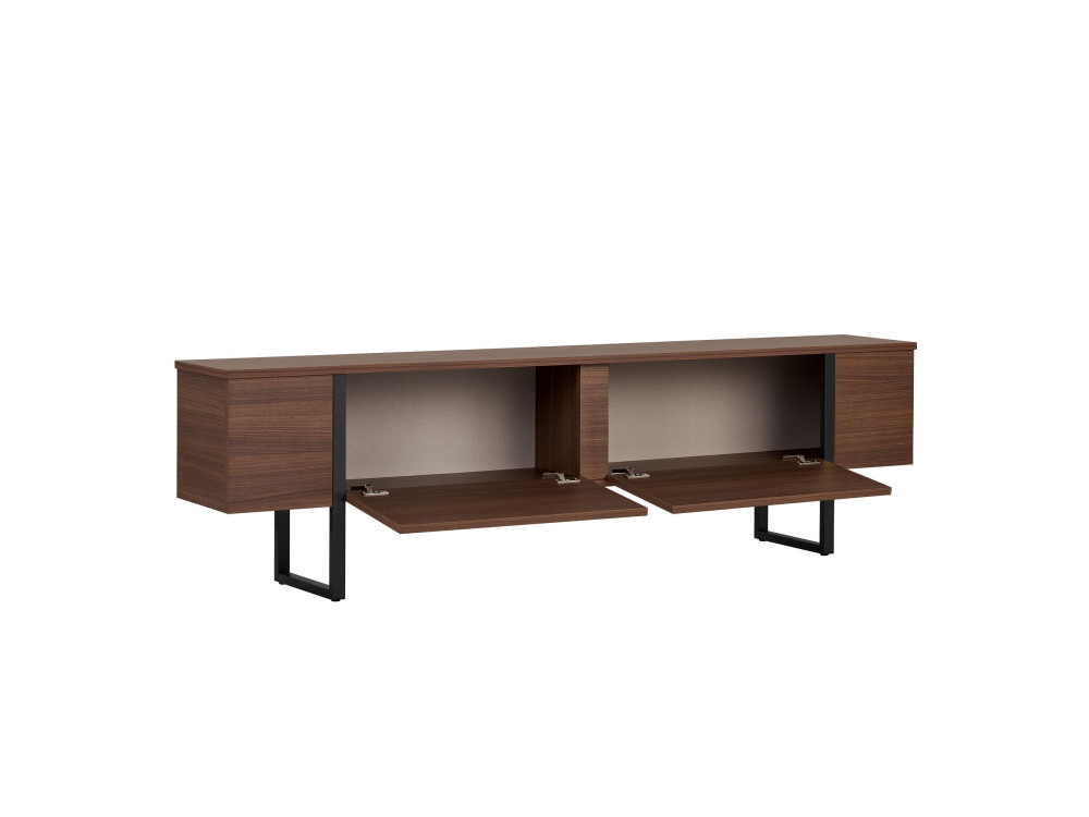 Drewniana podstawa pod telewizor "Onera" - 180 x 30 x 50 cm - Orzech / Czarny