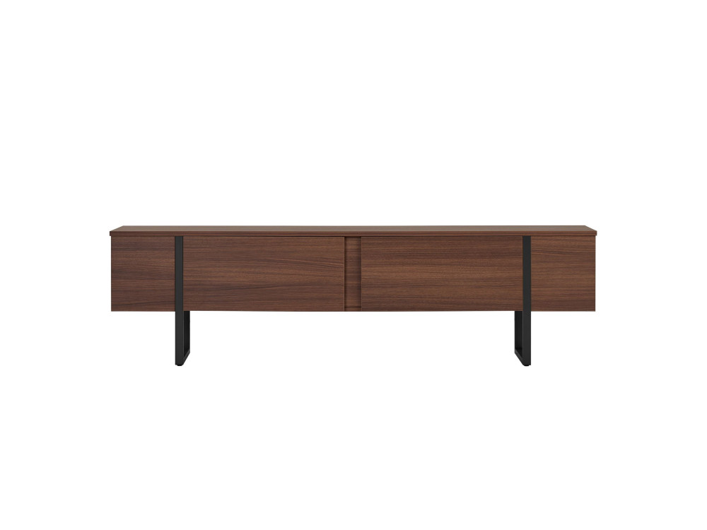 Drewniana podstawa pod telewizor "Onera" - 180 x 30 x 50 cm - Orzech / Czarny