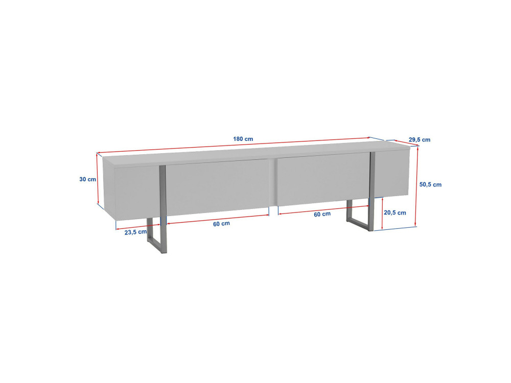 Drewniana podstawa pod telewizor "Onera" - 180 x 30 x 50 cm - Orzech / Czarny