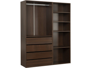 Kit dressing modulable avec penderie, 4 tiroirs et 5 étagères  "Opéra" - 2 éléments - Marron