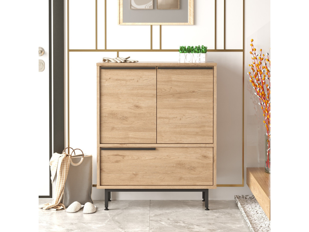 Drewniana szafka na buty "Calvin" - 74 x 35 x 90 cm - Brązowy