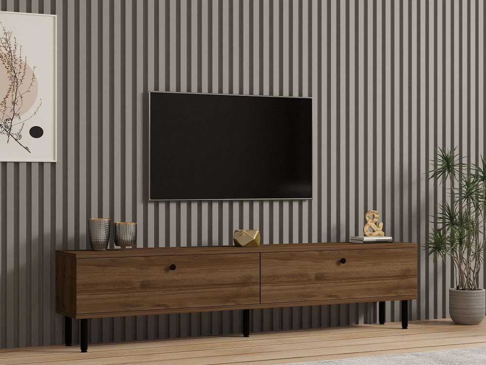 Drewniany stojak pod telewizor "Nantes" - 160 x 25 x 37 cm - Brązowy