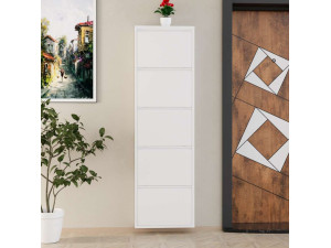 Metalowa szafka na buty "Ayse" - 50 x 15 x 169 cm - Biały 2