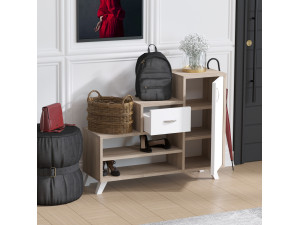 Drewniana szafka na buty "Retro" - 90 x 33 x 77 cm - Beżowy 2