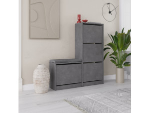 Drewniana szafka na buty "Dude" - 105 x 26 x 118 cm - Szara 2