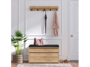 Drewniana szafka na buty "Boby" z ławką - 80 x 35 x 42 cm - Beżowy 2