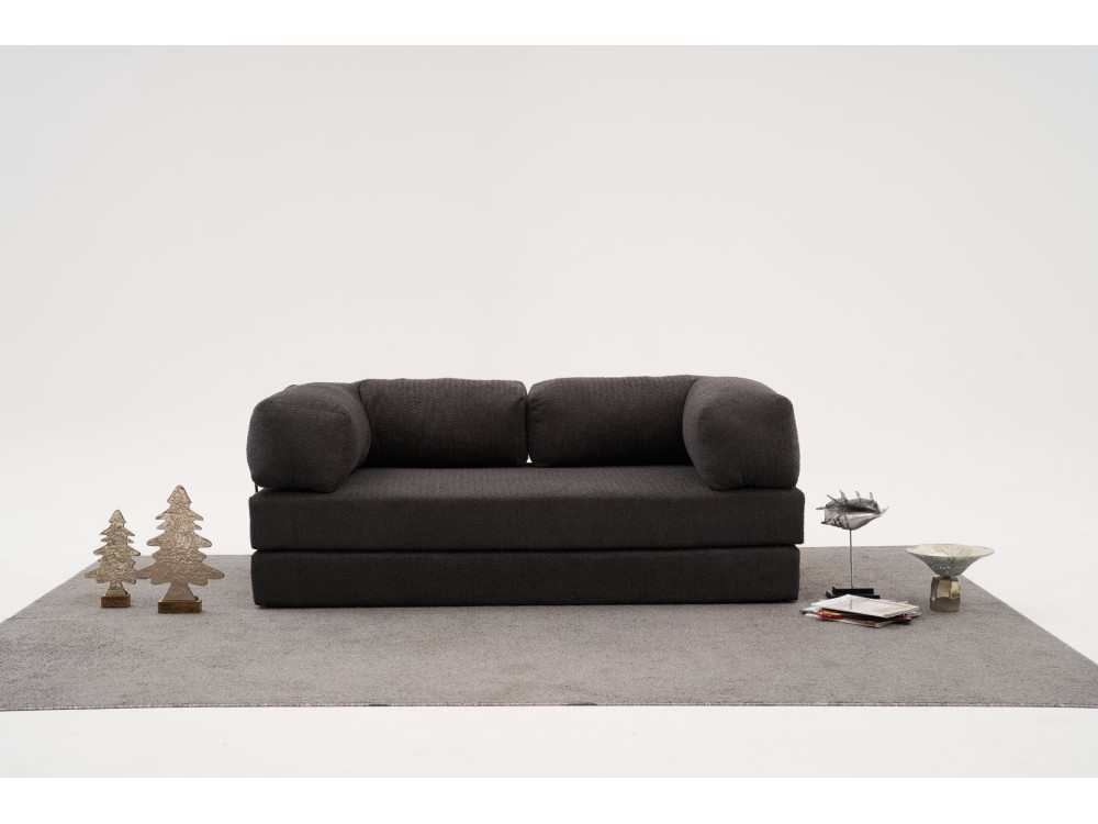 Sofa 3-osobowa w tkaninie "Comfort" - 190 x 95 x 75 cm - Szary węgiel drzewny