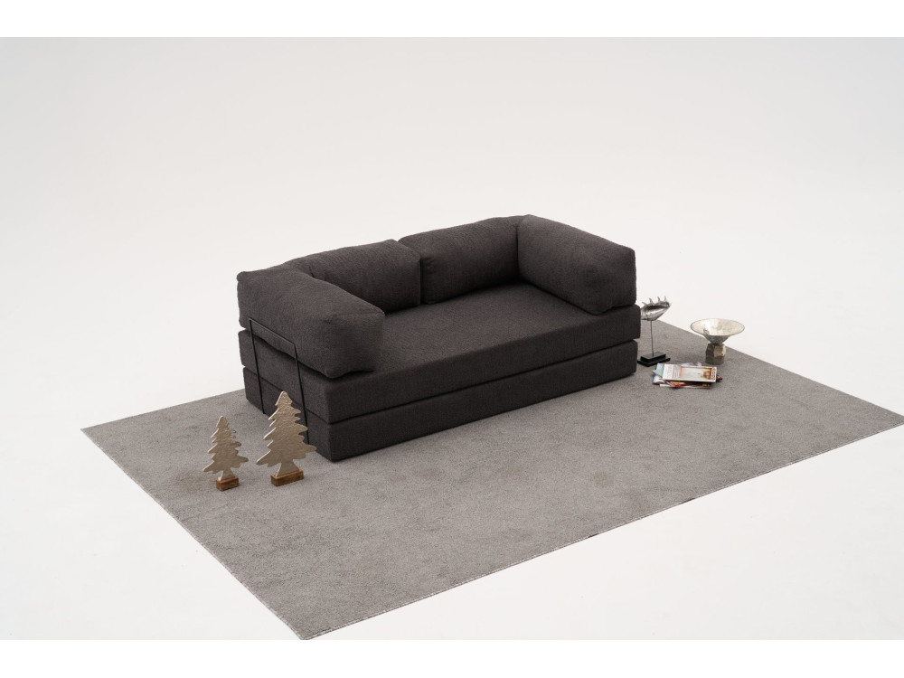 Sofa 3-osobowa w tkaninie "Comfort" - 190 x 95 x 75 cm - Szary węgiel drzewny