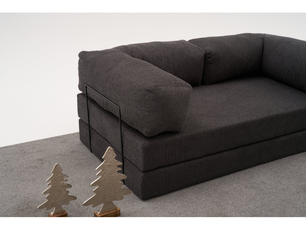 Sofa 3-osobowa w tkaninie "Comfort" - 190 x 95 x 75 cm - Szary węgiel drzewny
