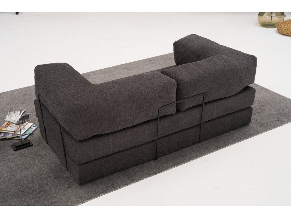 Sofa 3-osobowa w tkaninie "Comfort" - 190 x 95 x 75 cm - Szary węgiel drzewny