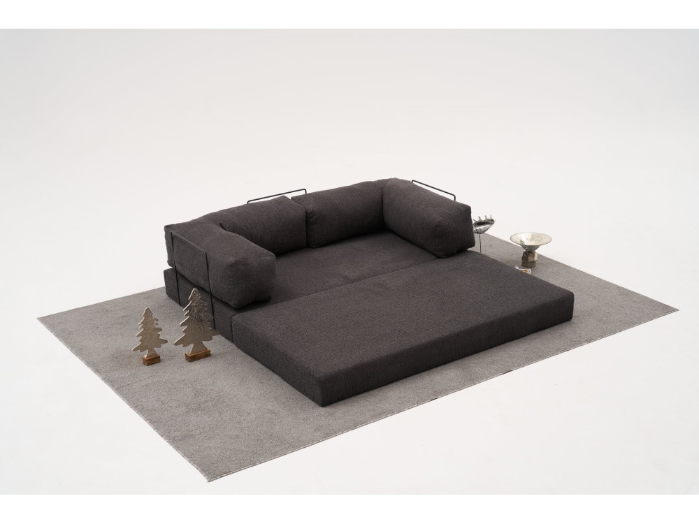Sofa 3-osobowa w tkaninie "Comfort" - 190 x 95 x 75 cm - Szary węgiel drzewny