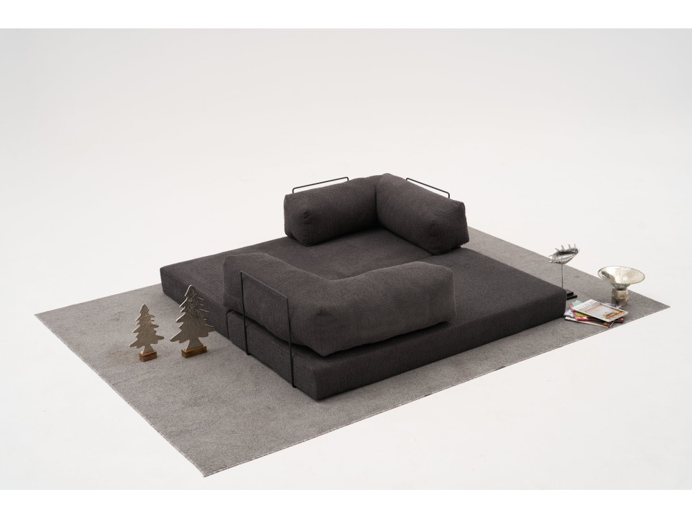 Sofa 3-osobowa w tkaninie "Comfort" - 190 x 95 x 75 cm - Szary węgiel drzewny