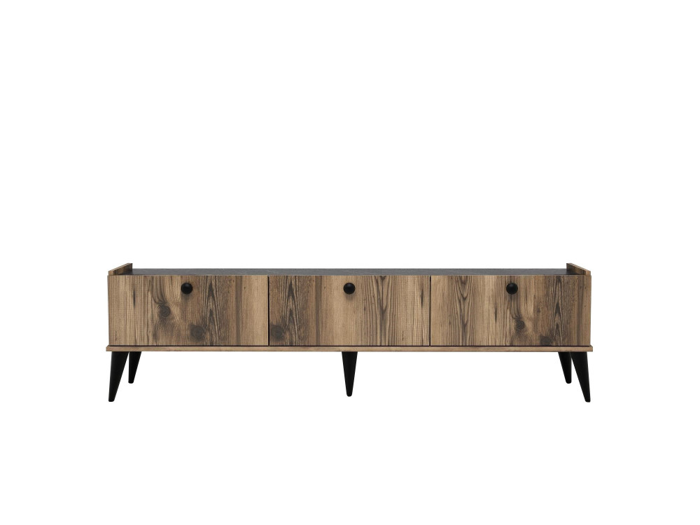 Drewniany stojak pod telewizor "Lidya" - 180 x 35 x 49 cm - Brązowy