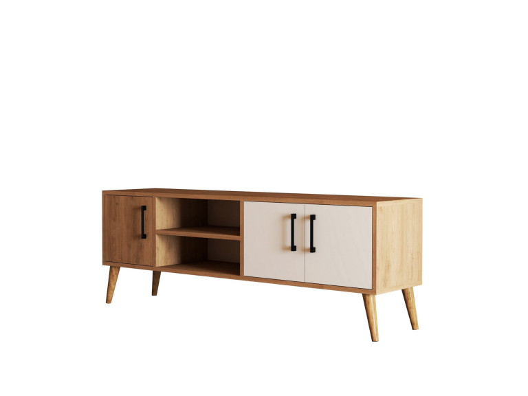 Drewniana podstawa pod telewizor "Exxen" - 150 x 34 x 52 cm - Biały