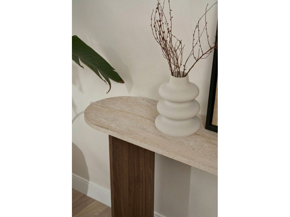 Drewniana konsola "Sira" - 150 x 35 x 75 cm - trawertyn
