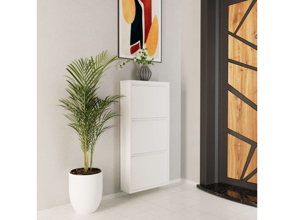 Metalowa szafka na buty "Luna" - 50 x 15 x 103 cm - Biały