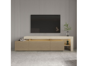 Drewniany stojak pod telewizor "Beliz" - 192 x 37 x 53 cm - Beżowy 2