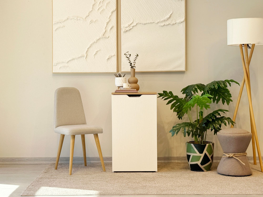 Drewniane biurko "Modulo" - 97 x 47 x 75 cm - Beżowy