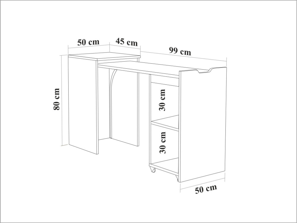 Drewniane biurko "Modulo" - 97 x 47 x 75 cm - Beżowy