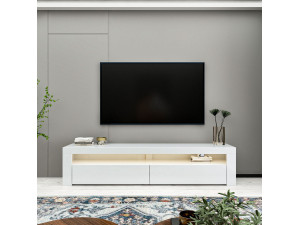 Drewniany stojak pod telewizor "Bati" - 150 x 36 x 46 cm - Biały 2
