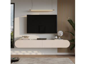 Drewniana podstawa pod telewizor "LUM1" - 180 x 31 x 29 cm - Kremowy 2