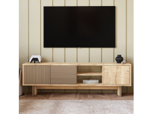 Drewniany stojak pod telewizor "Ravello" - 150 x 30 x 45 cm - Beżowy 2
