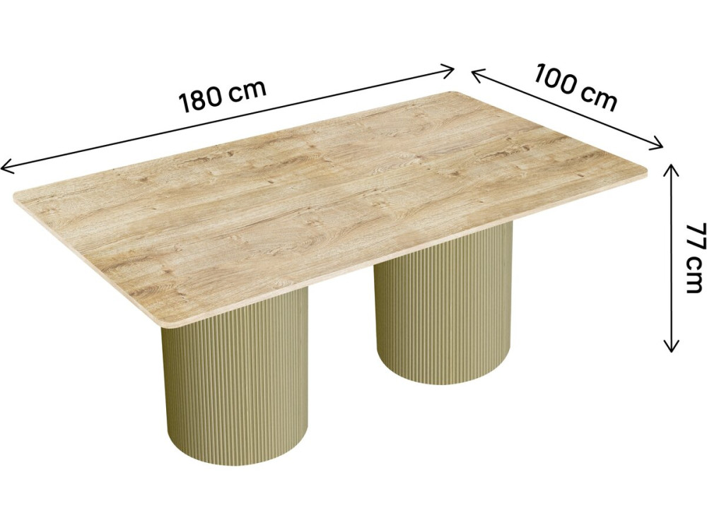 Owalny drewniany stół do jadalni "Zénith" - 180 cm - 8 miejsc - beżowy