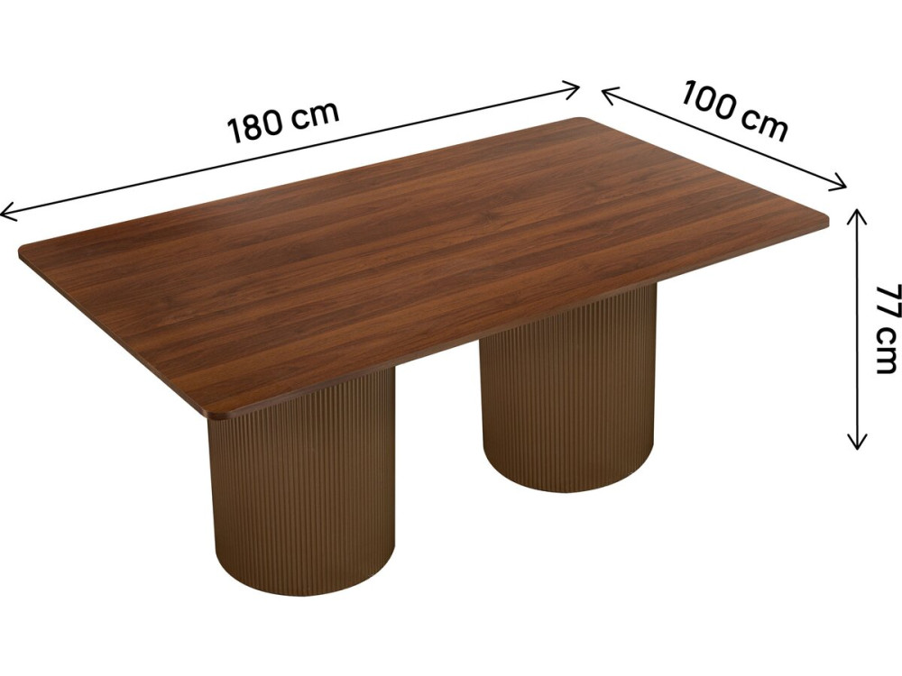 Owalny drewniany stół do jadalni "Zénith" - 180 cm - 8 miejsc - brązowy